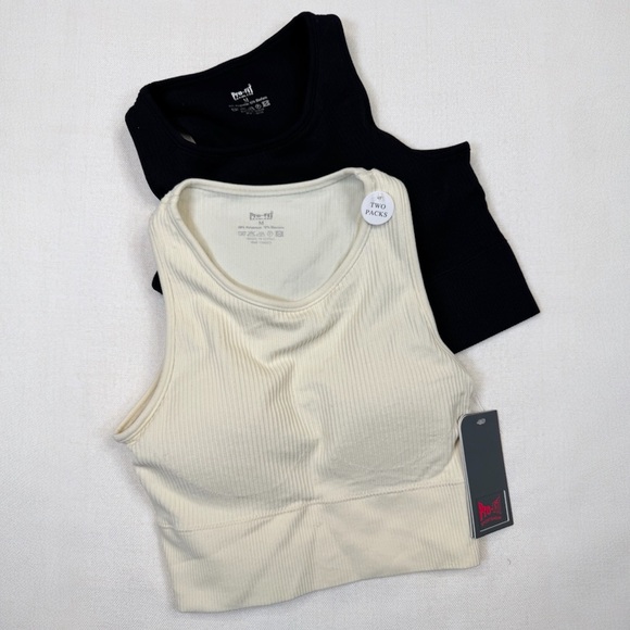 Pro-Fit Gear Other - Pro-Fit Sports Bra Set Womens Size M 2-Pack Antique White & Black Seamless